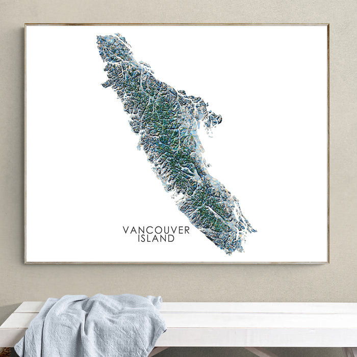 Vancouver Island Canada Map: Geometric Handmade Wall Art Print