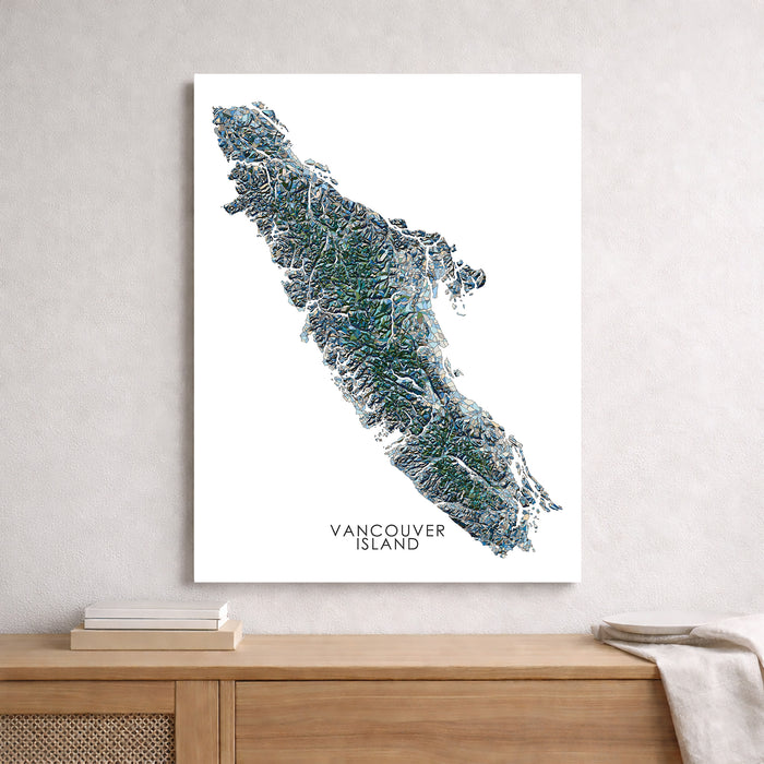 Vancouver Island Canada Map: Geometric Handmade Wall Art Print