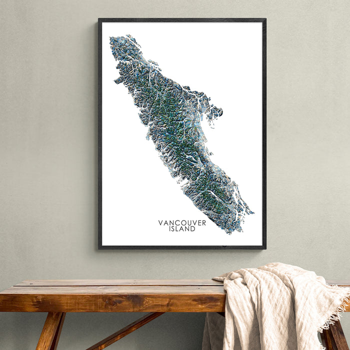 Vancouver Island Canada Map: Geometric Handmade Wall Art Print