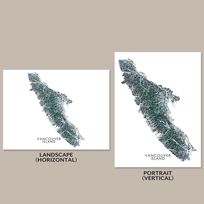 Vancouver Island Canada Map: Geometric Handmade Wall Art Print