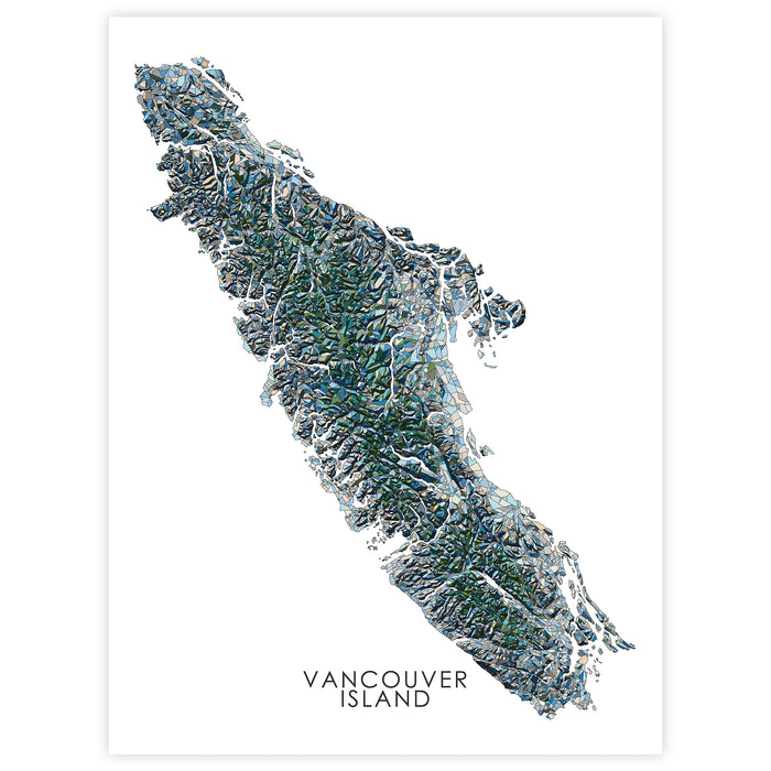 Vancouver Island Canada Map: Geometric Handmade Wall Art Print