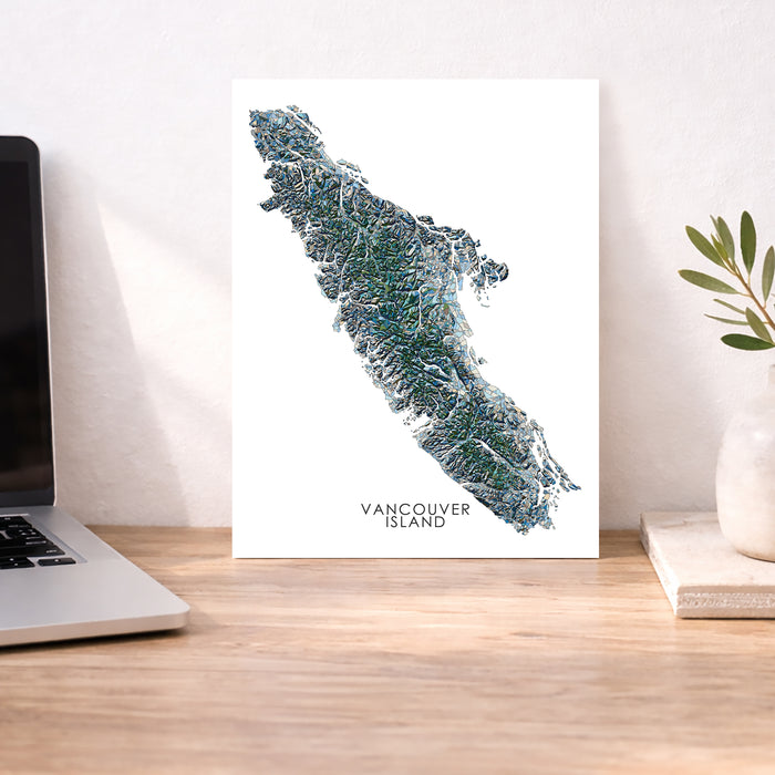 Vancouver Island Canada Map: Geometric Handmade Wall Art Print