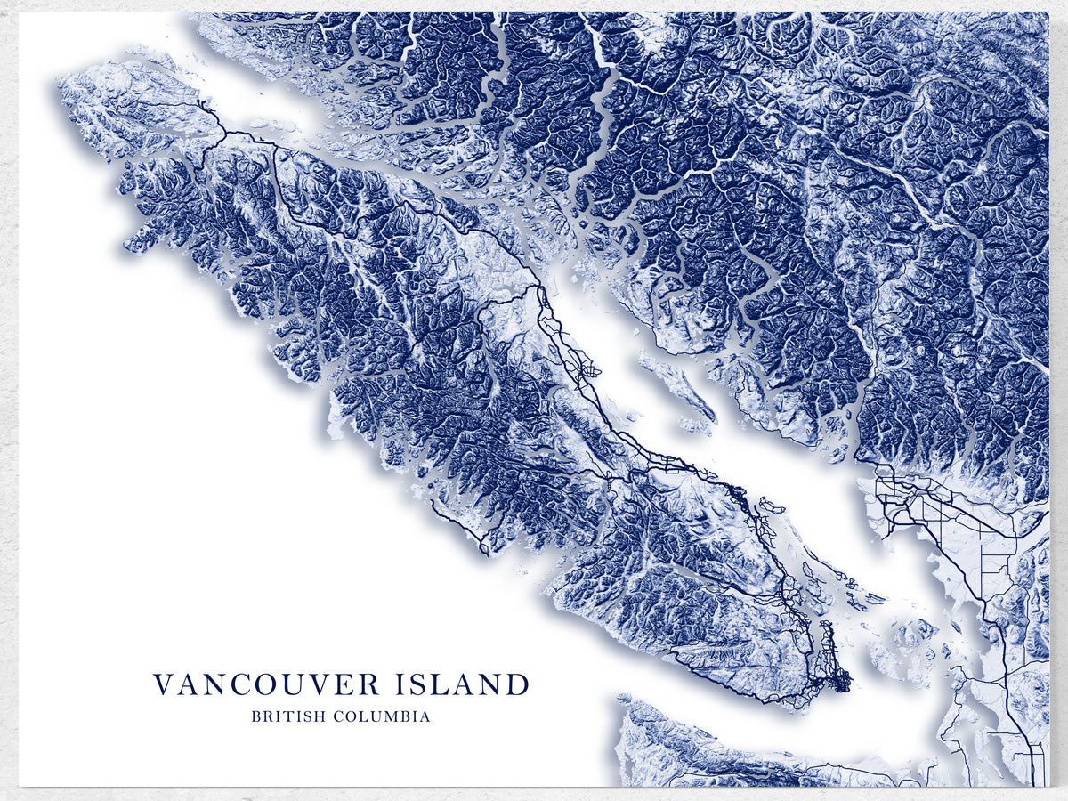 Vancouver Island Wall Art Map Print Poster - Topographic Contours Maps ...