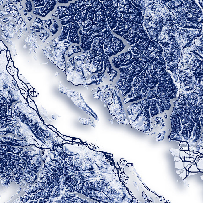 Topographic map with blue and white color scheme