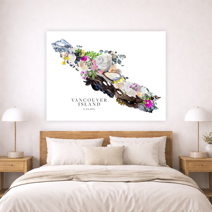 Vancouver Island Beach Map Art: Hand-Drawn Coastal Print