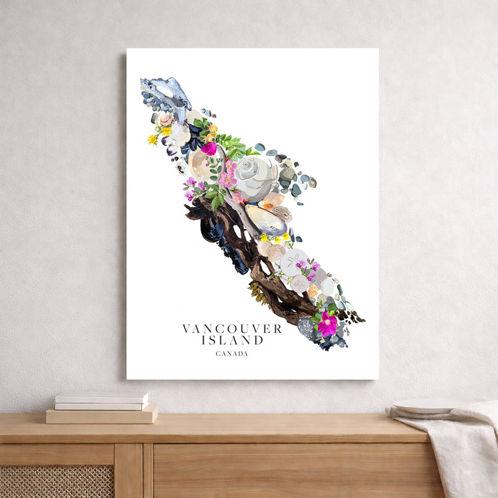 Vancouver Island Beach Map Art: Hand-Drawn Coastal Print