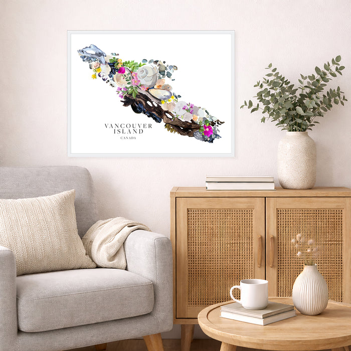 Vancouver Island Beach Map Art: Hand-Drawn Coastal Print