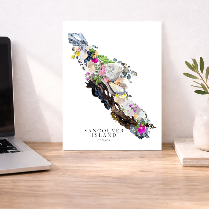 Vancouver Island Beach Map Art: Hand-Drawn Coastal Print