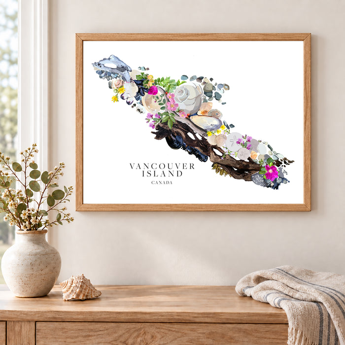 Vancouver Island Beach Map Art: Hand-Drawn Coastal Print