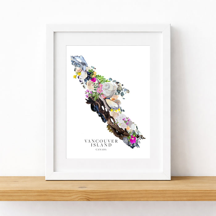 Vancouver Island Beach Map Art: Hand-Drawn Coastal Print