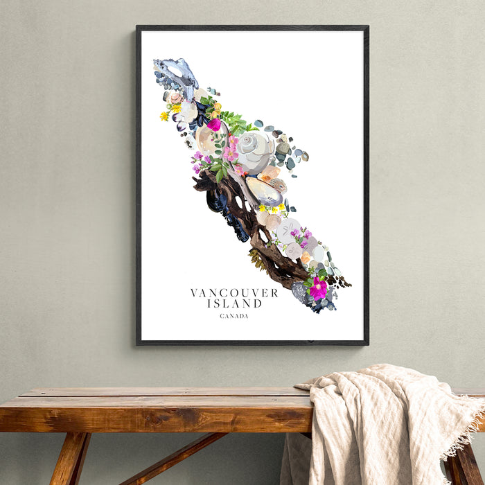 Vancouver Island Beach Map Art: Hand-Drawn Coastal Print