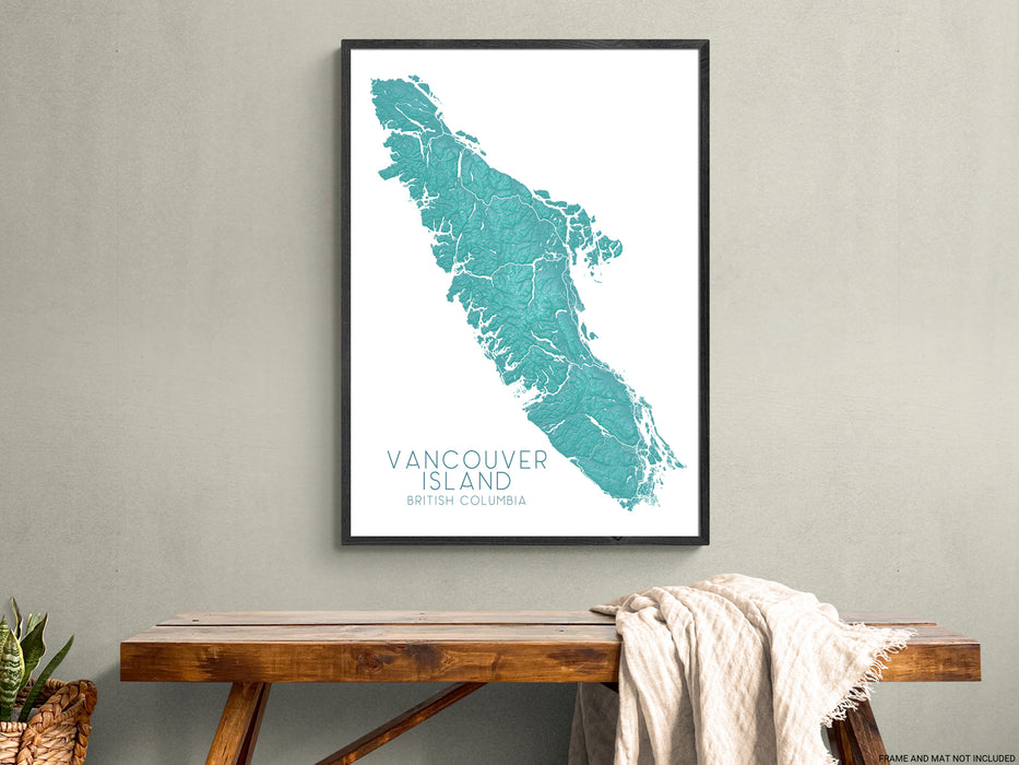 Vancouver Island Map Print, Turquoise Topographic Canada Maps, Tofino Victoria BC