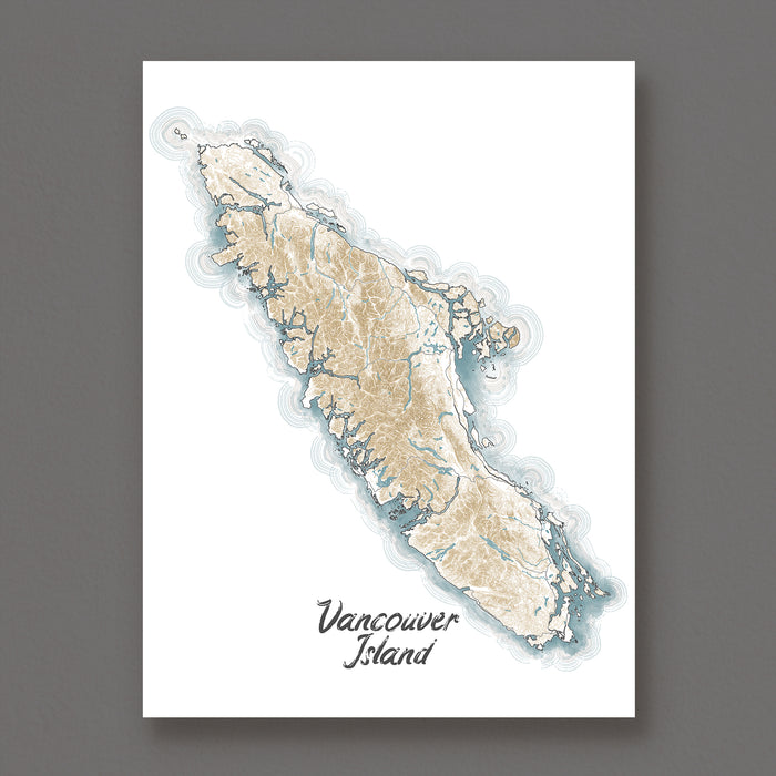Map of Vancouver Island on a white background with 'Vancouver Island' text.