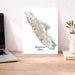 Map of Vancouver Island on a desk with a laptop and plant