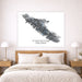 Map of Vancouver Island on a wall above a bed in a bedroom