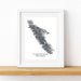 Framed map of Vancouver Island on a white background