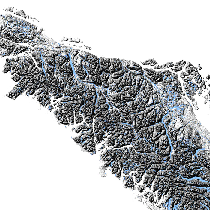 Topographic map with elevation details on a white background