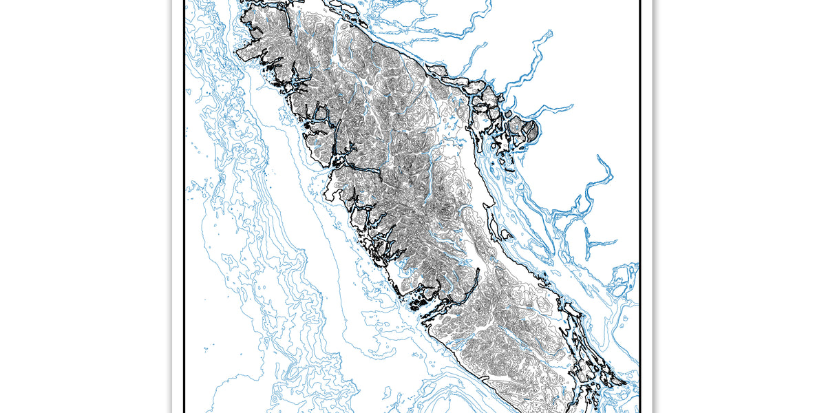 Vancouver Island BC Canada Line Art Map Print Poster - Topographic Mou ...