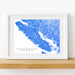 Framed map of Vancouver Island on a white wall