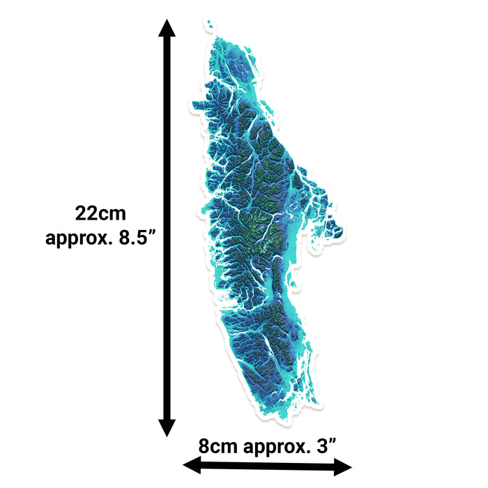 Map of a region with dimensions labeled on a white background