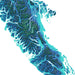 Topographic Vancouver Island map of a mountainous region with blue and green colors