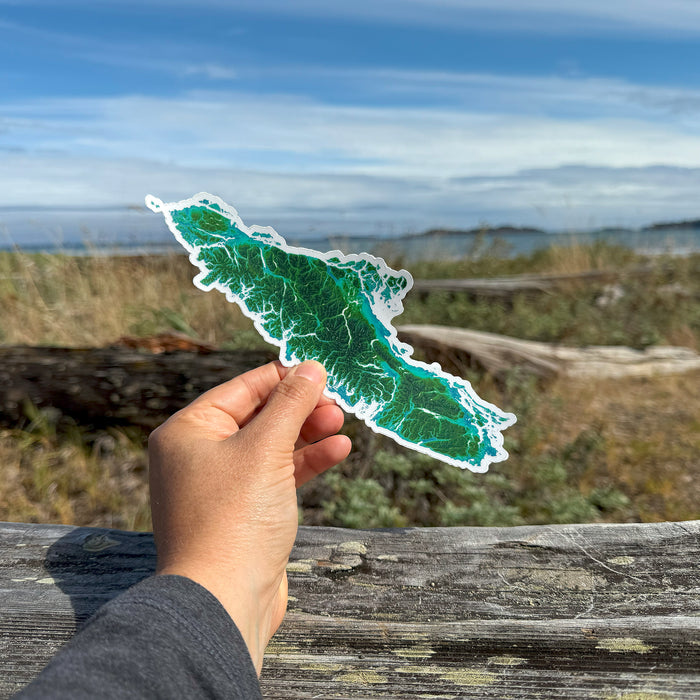 Vancouver Island Vinyl Sticker, Van Isle BC Canada Map Car Bumper Decal, Waterproof Laptop Stickers