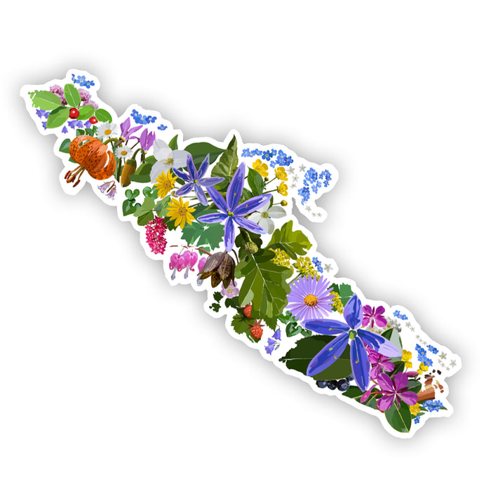 Vancouver Island Vinyl Car Sticker: Botanical Art Waterproof Decal