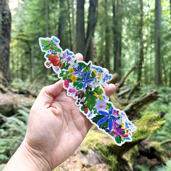 Vancouver Island Vinyl Car Sticker: Botanical Art Waterproof Decal
