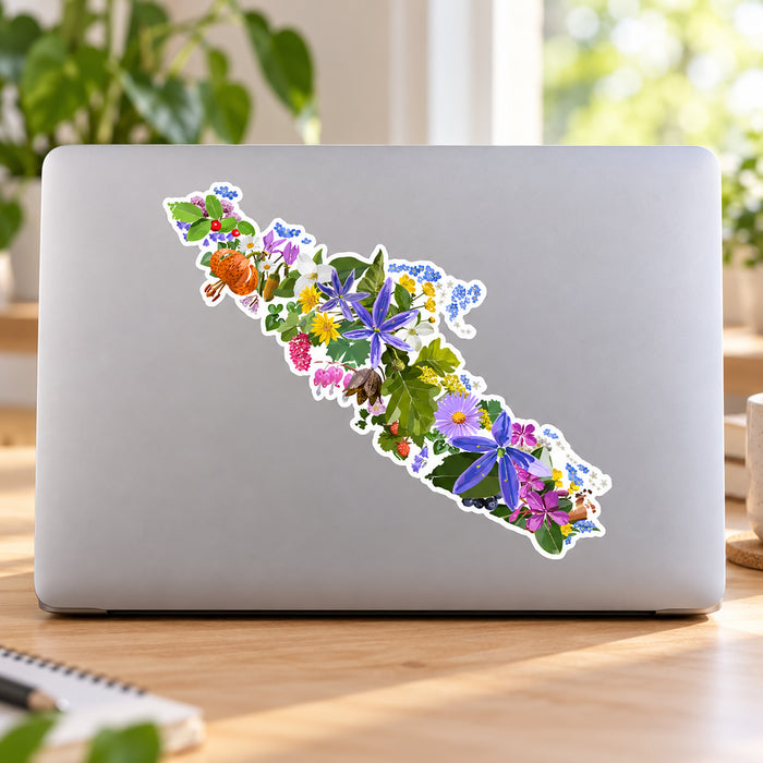 Vancouver Island Vinyl Car Sticker: Botanical Art Waterproof Decal