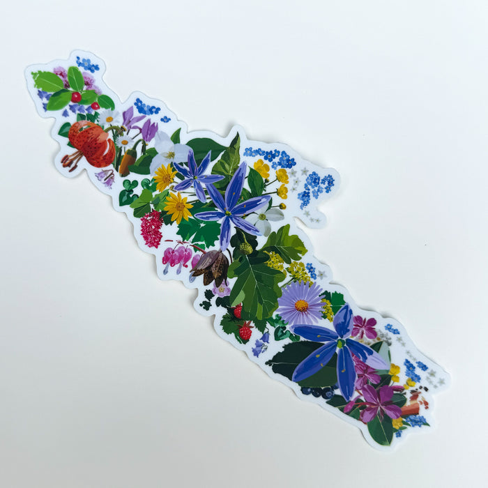Vancouver Island Vinyl Car Sticker: Botanical Art Waterproof Decal