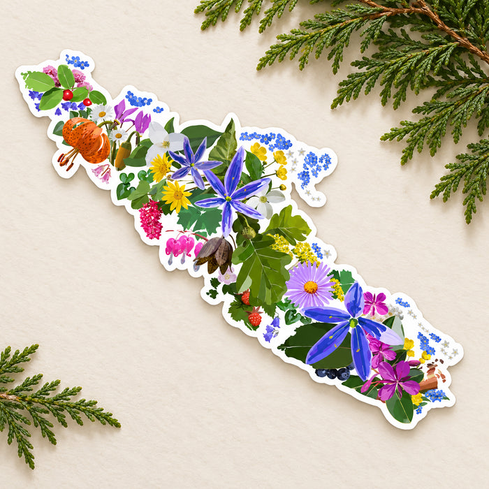 Vancouver Island Vinyl Car Sticker: Botanical Art Waterproof Decal