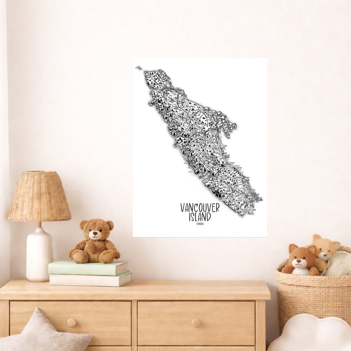 Vancouver Island Illustrated Map Print: Hand-Drawn Coastal Wall Art Poster