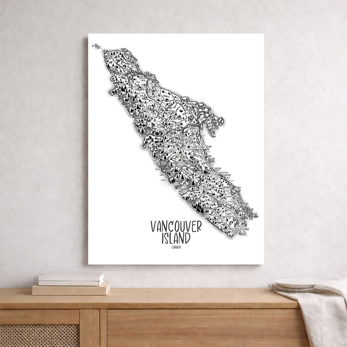 Vancouver Island Illustrated Map Print: Hand-Drawn Coastal Wall Art Poster