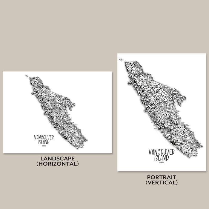 Vancouver Island Illustrated Map Print: Hand-Drawn Coastal Wall Art Poster