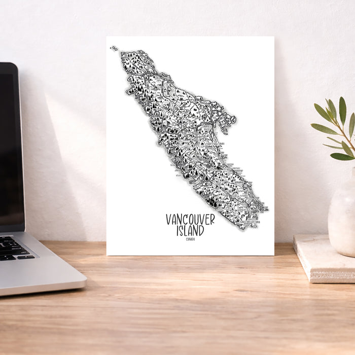 Vancouver Island Illustrated Map Print: Hand-Drawn Coastal Wall Art Poster