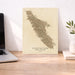 Map of Vancouver Island on a desk with a laptop and plant