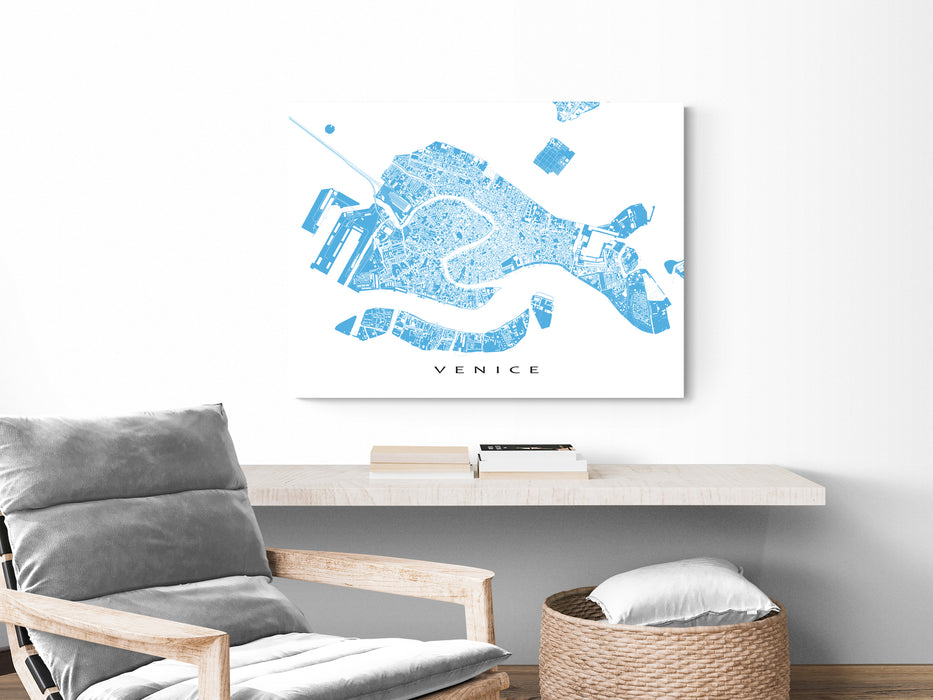 Venice, Italy map print with city streets and canals designed by Maps As Art.