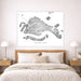 Map of Venice on a wall above a bed in a bedroom