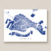 Map of Venice in blue on a white background