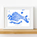Framed map of Venice with blue lines on a white background