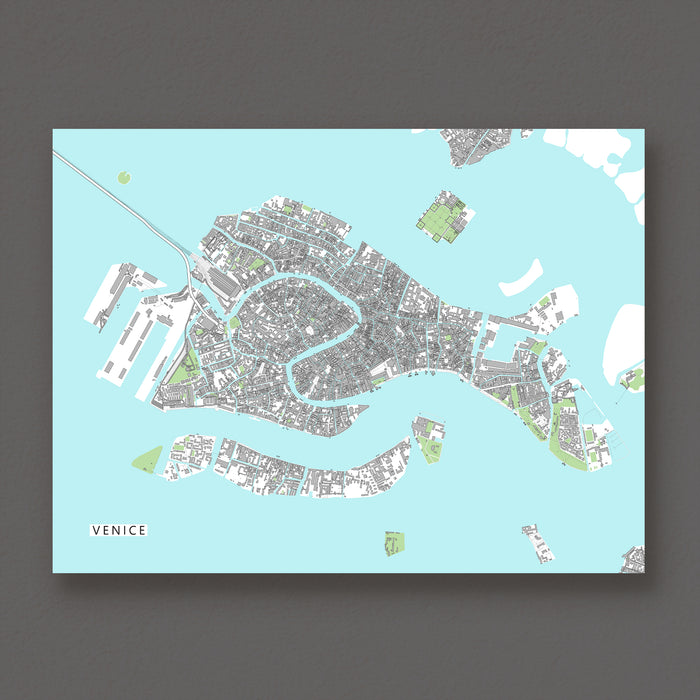 Map of Venice on a light blue background