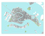 Venice, Italy map art print with city streets and buildings designed by Maps As Art.
