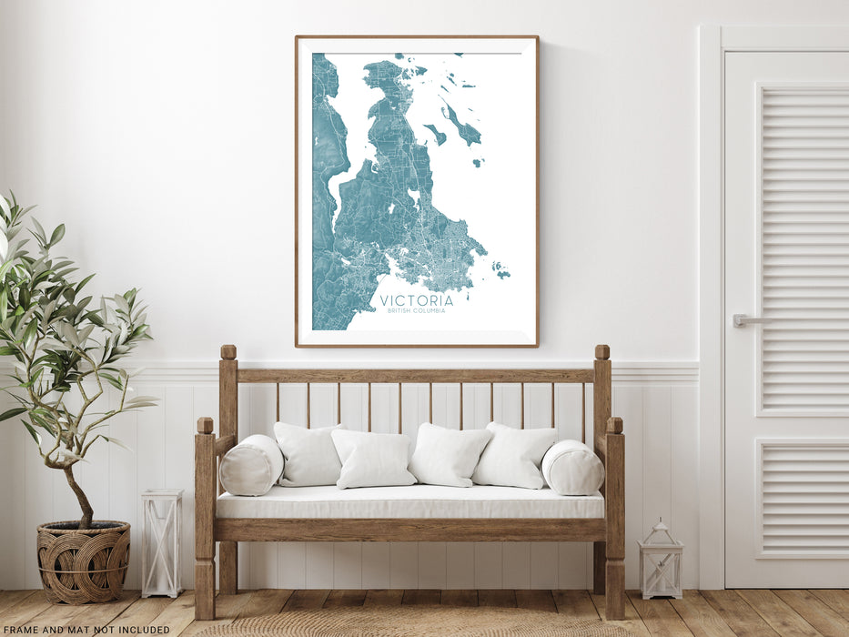Victoria BC Canada city map print with a topographic design by Maps As Art.