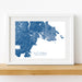 Framed map of Victoria, British Columbia on a white wall