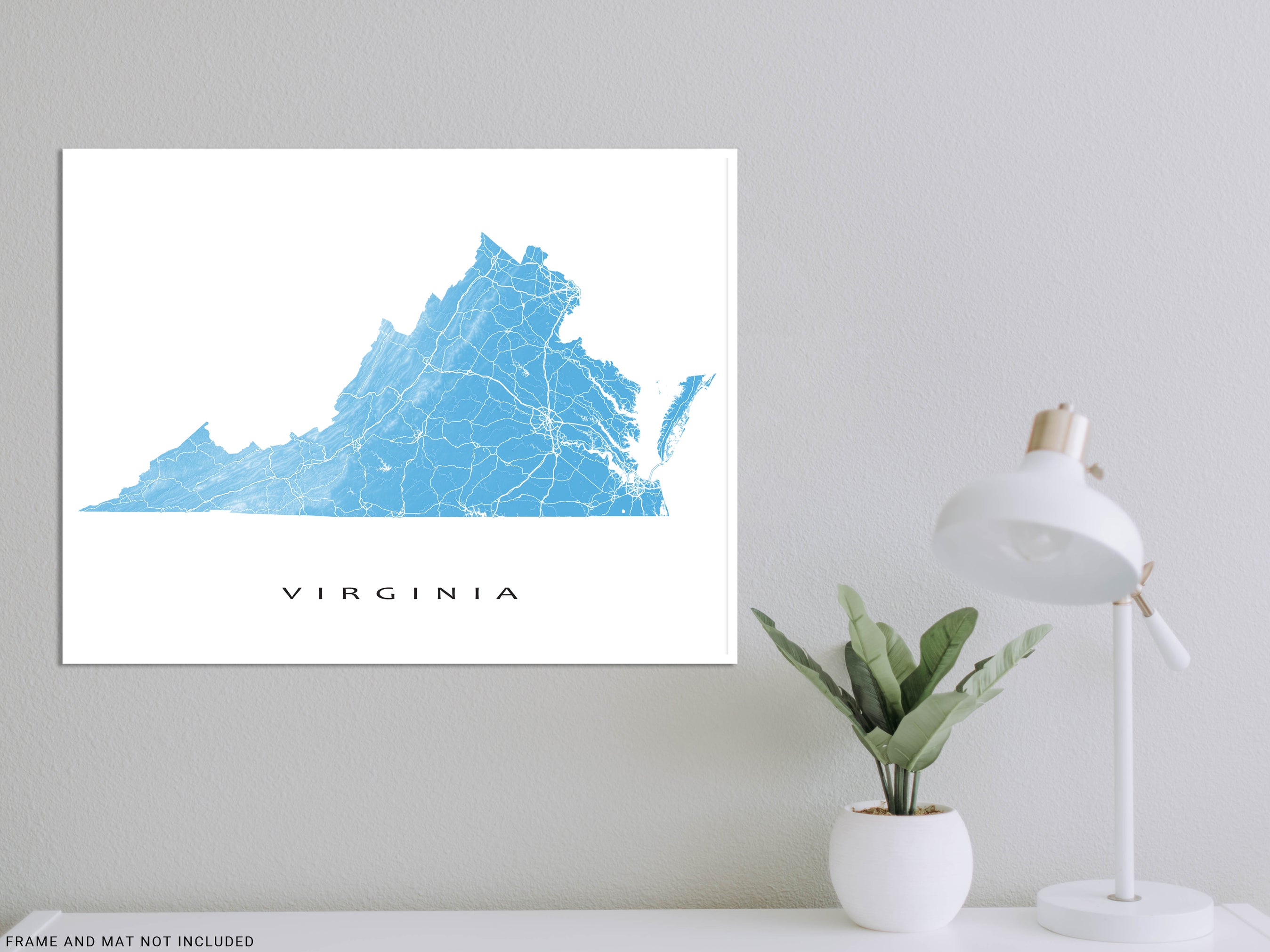 Virginia Map Print, USA Topographic State Wall Art Poster, VA Road Map ...