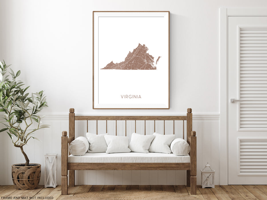 Virginia state map print by Maps As Art.