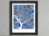 Washington DC map art print in blue shapes designed by Maps As Art.