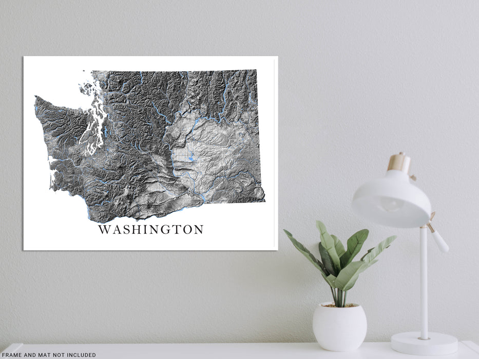 Washington state map art print designed by Maps As Art.