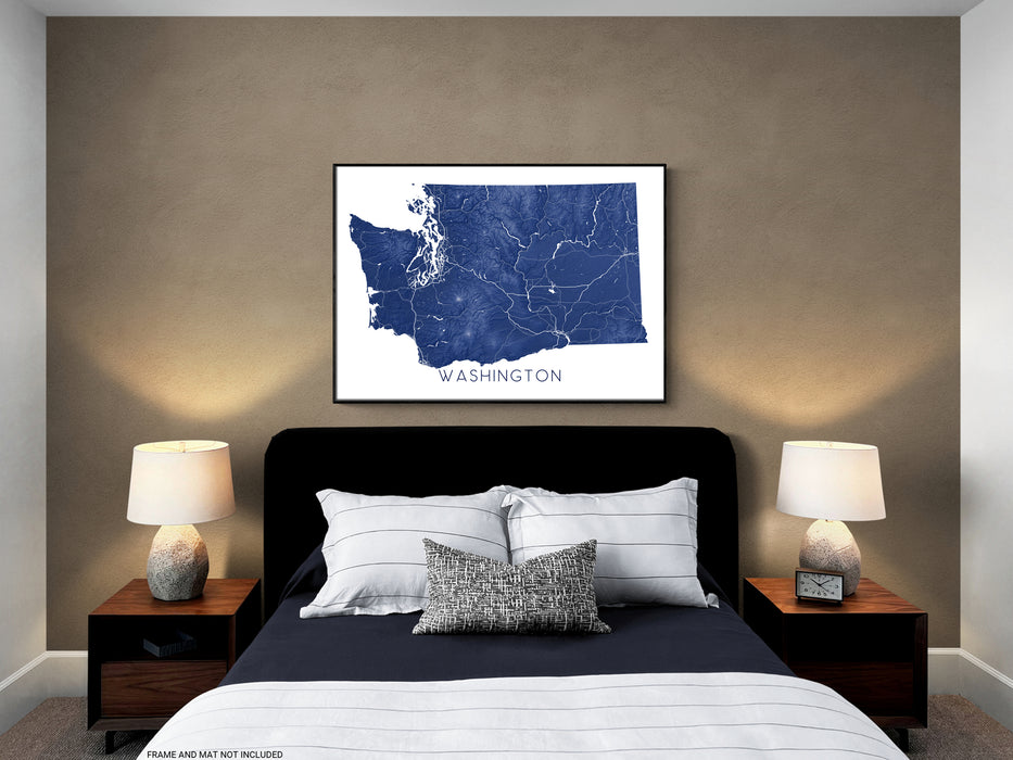 Washington state map print in Vintage by Maps As Art.