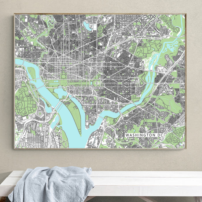 Washington DC City Street Map Print: District of Columbia Road Maps with Buildings